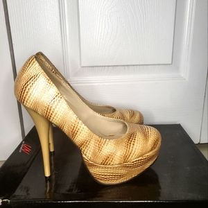 UNSENSORED Biege Lizard faux leather heels